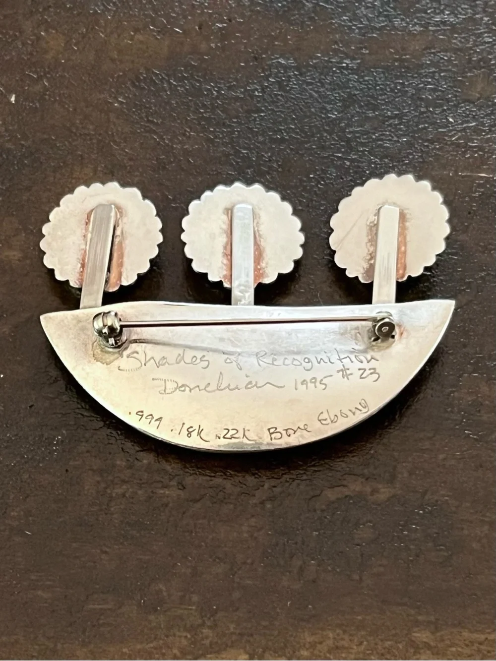 Fine Silver and 18K Gold Deirdre Donchian #23 Flower Brooch